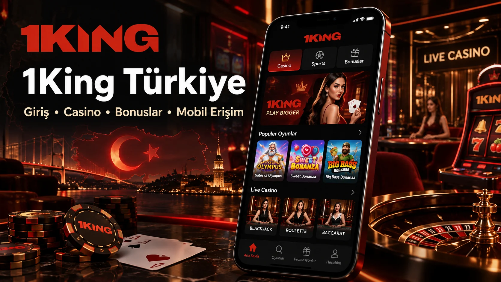 1King Türkiye giriş, casino ve mobil erişim